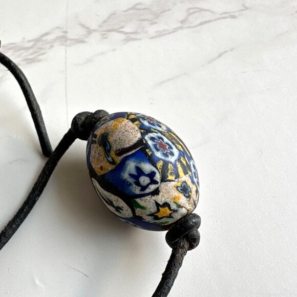 Vintage Murano Millefiori Bead on Leather Cord - Picture 4 of 5